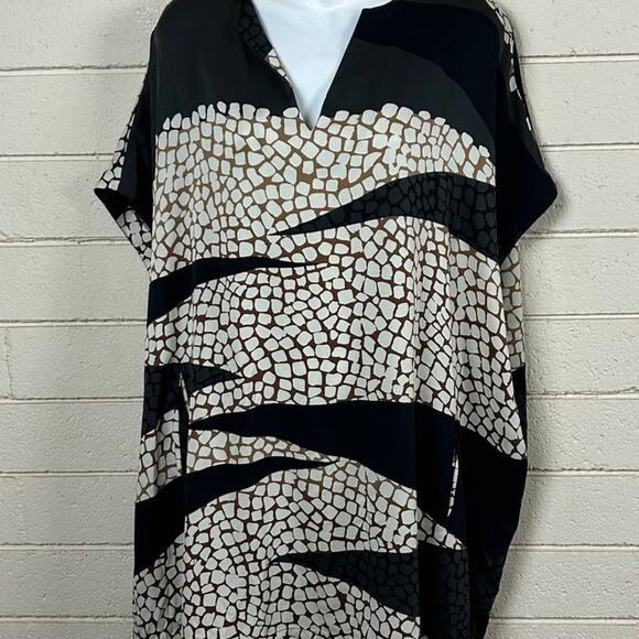 Diane Von Furstenberg | "Squaretan' Silk Crepe Dress in Multi Crackle si… - Picture 7 of 8